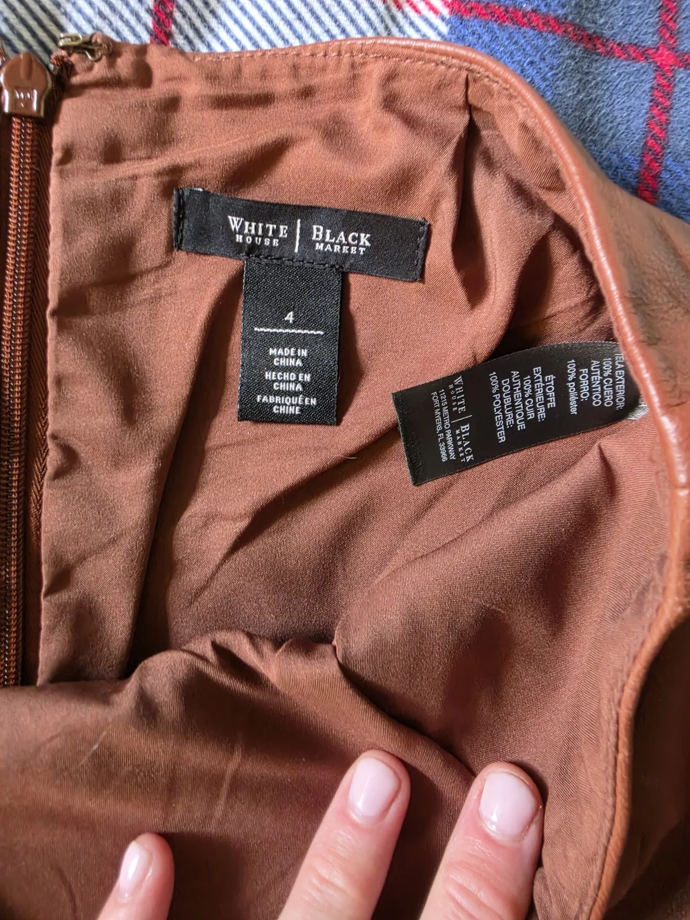White House Black Market Rust Brown Leather Pencil Skirt